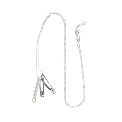 Lot 39 - Three 18ct gold vari-hue sapphire and diamond pendants, with chain