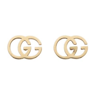 Lot 388 - Gucci, a pair of 18ct gold GG stud earrings