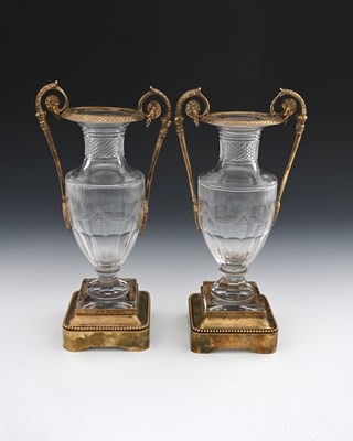 Lot 469 - A pair of Baccarat cut glass and ormolu...