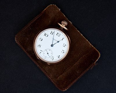 Lot 49 - A 9 carat gold Waltham pocket watch,...