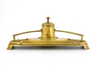 Lot 608 - A Jugendstil gilt brass desk stand inkwell,...