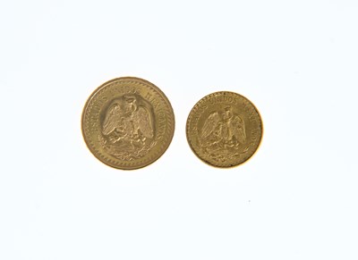 Lot 67 - Mexico, gold Dos Pesos, 1945, and gold Dos Y...