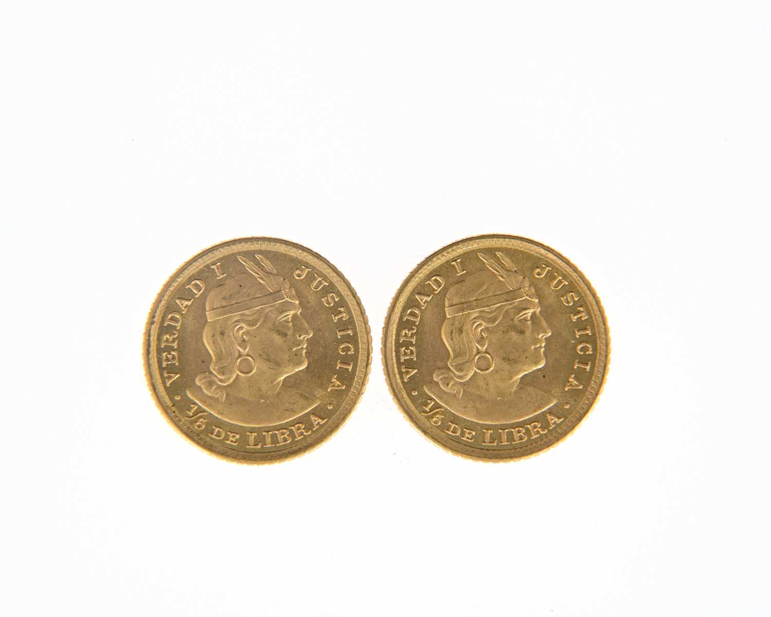 Lot 62 - Peru, two gold 1/5 Libra, 1963 (2)