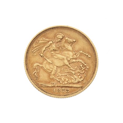 Lot 62 - Victoria, a gold full sovereign coin, dated 1873