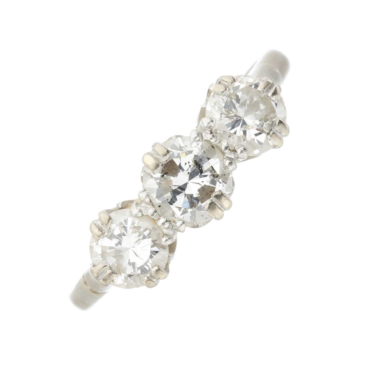 Lot 65 - A mid 20th century diamond three-stone ring