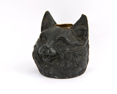 Lot 250 - A novelty patinated metal inkwell cast in the...