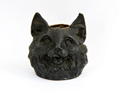 Lot 250 - A novelty patinated metal inkwell cast in the...