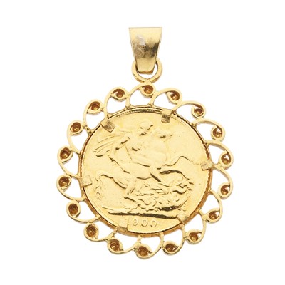 Lot 63 - Victoria, a gold full sovereign coin pendant
