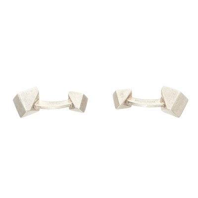 Lot 17 - Frank Gehry for Tiffany & Co., a vintage pair of silver Torque Cube cufflinks