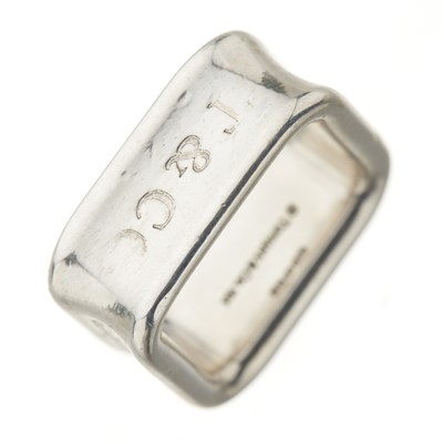 Lot 18 - Tiffany & Co., a silver 1837 cushion square band ring