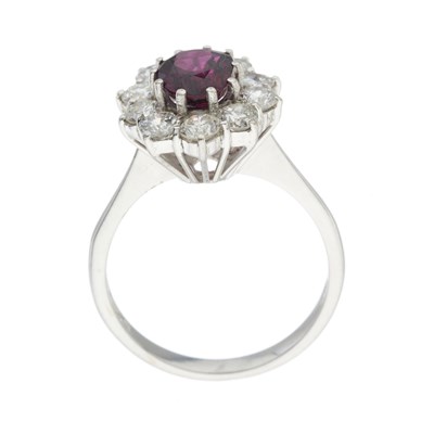 Lot 50 - An 18ct gold ruby and diamond cluster ring