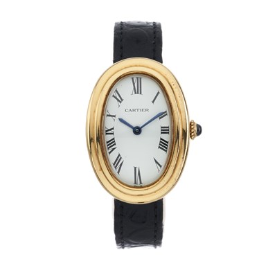 Lot 229 - Cartier, an 18k gold Baignoire wrist watch