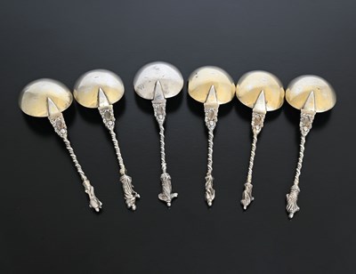 Lot 64 - A set of six Continental silver-coloured metal...