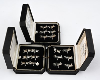 Lot 14 - Three sets of six modern electroplated novelty...