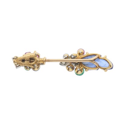 Lot 119 - Cartier, an extremely rare Art Deco gold and platinum, diamond Tutti Frutti jabot pin