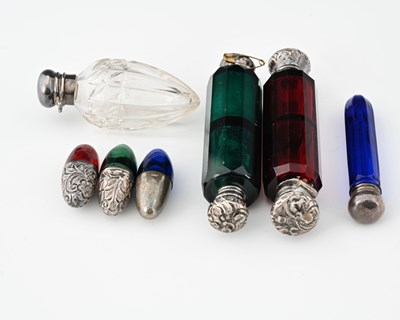 Lot 355 - A group of seven scent bottles or perfume...