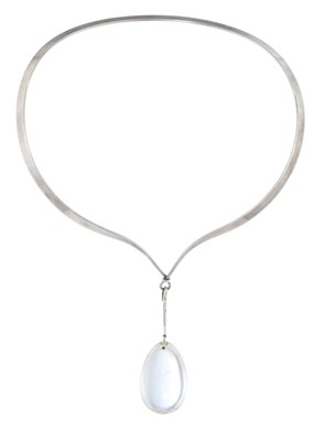 Lot 114 - Vivianna Torun for Georg Jensen, a silver rutilated quartz Dew Drop torque necklace
