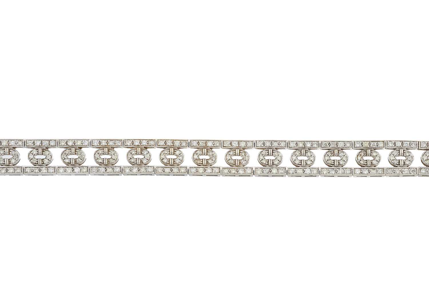 Lot 58 - A 14ct gold diamond geometric bracelet