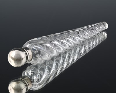 Lot 393 - A Victorian silver-mounted glass scent bottle...