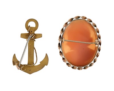 Lot 3 - A 9 carat gold anchor brooch, and a gold...