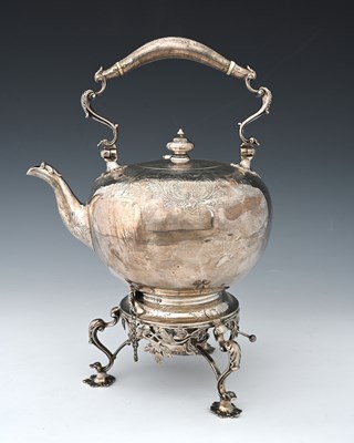 Lot 188 - A Victorian silver kettle on stand, in the...