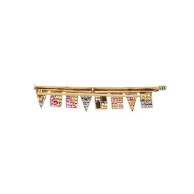 Lot 2 - An early 20th century diamond and multi-gem naval flag brooch