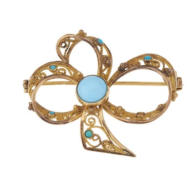 Lot 20 - A 19th century gold, turquoise cabochon...