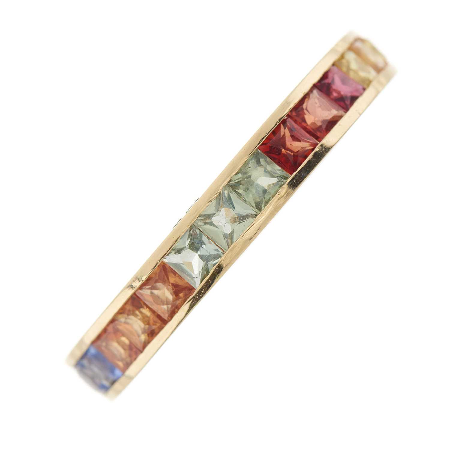 Lot 45 - A 14ct gold vari-hue sapphire full eternity ring