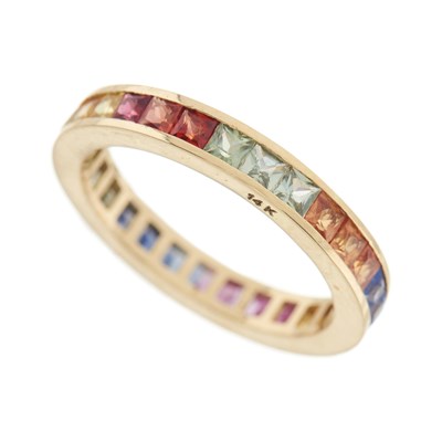 Lot 45 - A 14ct gold vari-hue sapphire full eternity ring