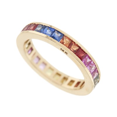 Lot 48 - A 14ct gold vari-hue sapphire full eternity ring