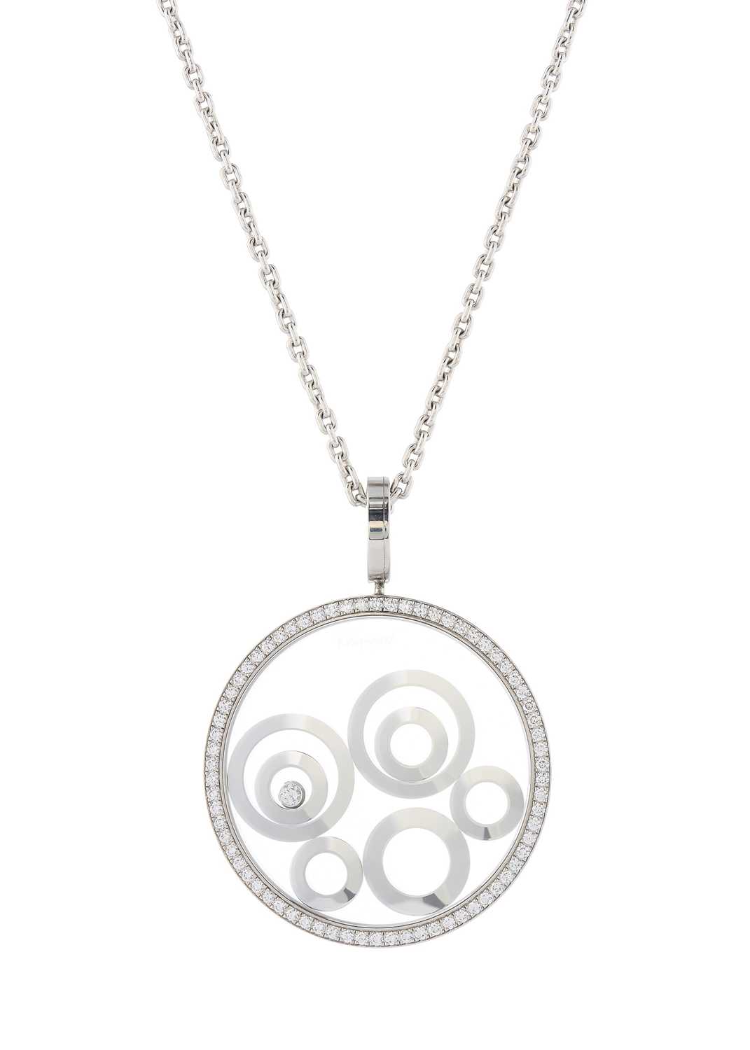 Lot 103 - Chopard, an 18ct gold diamond Happy Spirit pendant, with chain