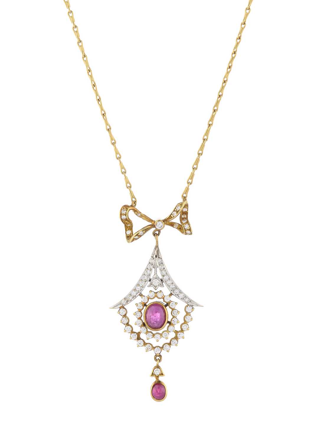 Lot 77 - An 18ct gold ruby and diamond necklace