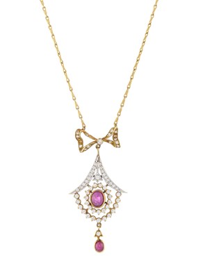 Lot 77 - An 18ct gold ruby and diamond necklace