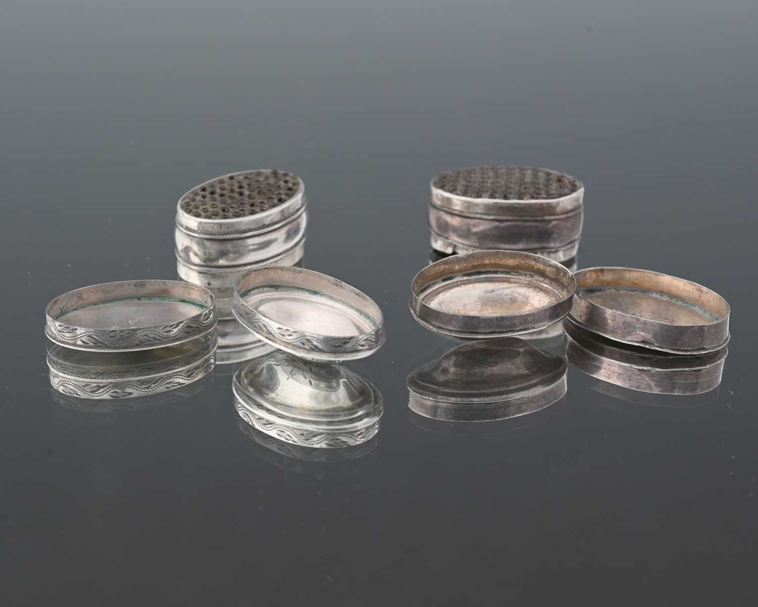 Lot 73 - A George III silver nutmeg grater, of oval...
