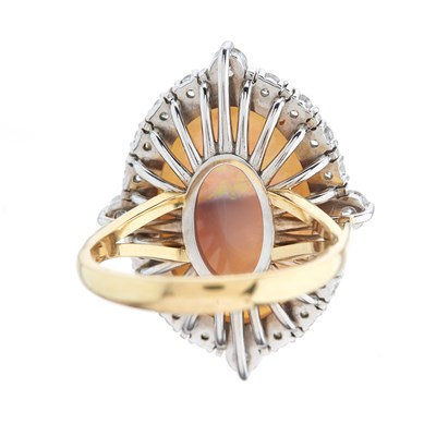 Lot 51 - An impressive 18ct gold oval opal cabochon and...