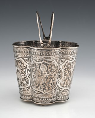 Lot 6 - An Eastern silver-coloured metal ice pail or...
