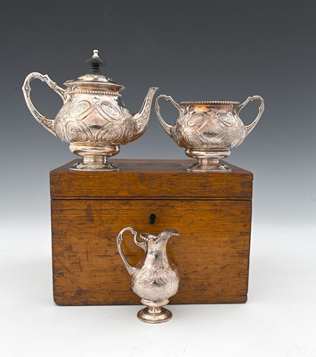 Lot 183 - A cased Victorian silver three-piece...