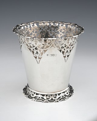 Lot 108 - A George V silver vase or bottle holder, of...