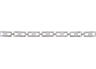 Lot 57 - An 18ct gold square-shape diamond line...