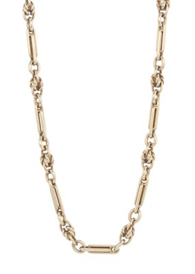 Lot 192 - A 9ct gold fancy-link chain necklace