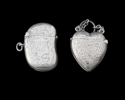 Lot 31 - A Victorian silver heart-shaped vesta case,...