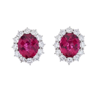 Lot 72 - An impressive pair of platinum pink tourmaline...