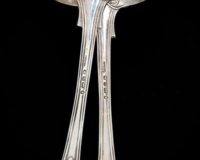 Lot 110 - A pair of Victorian silver Queen's pattern...
