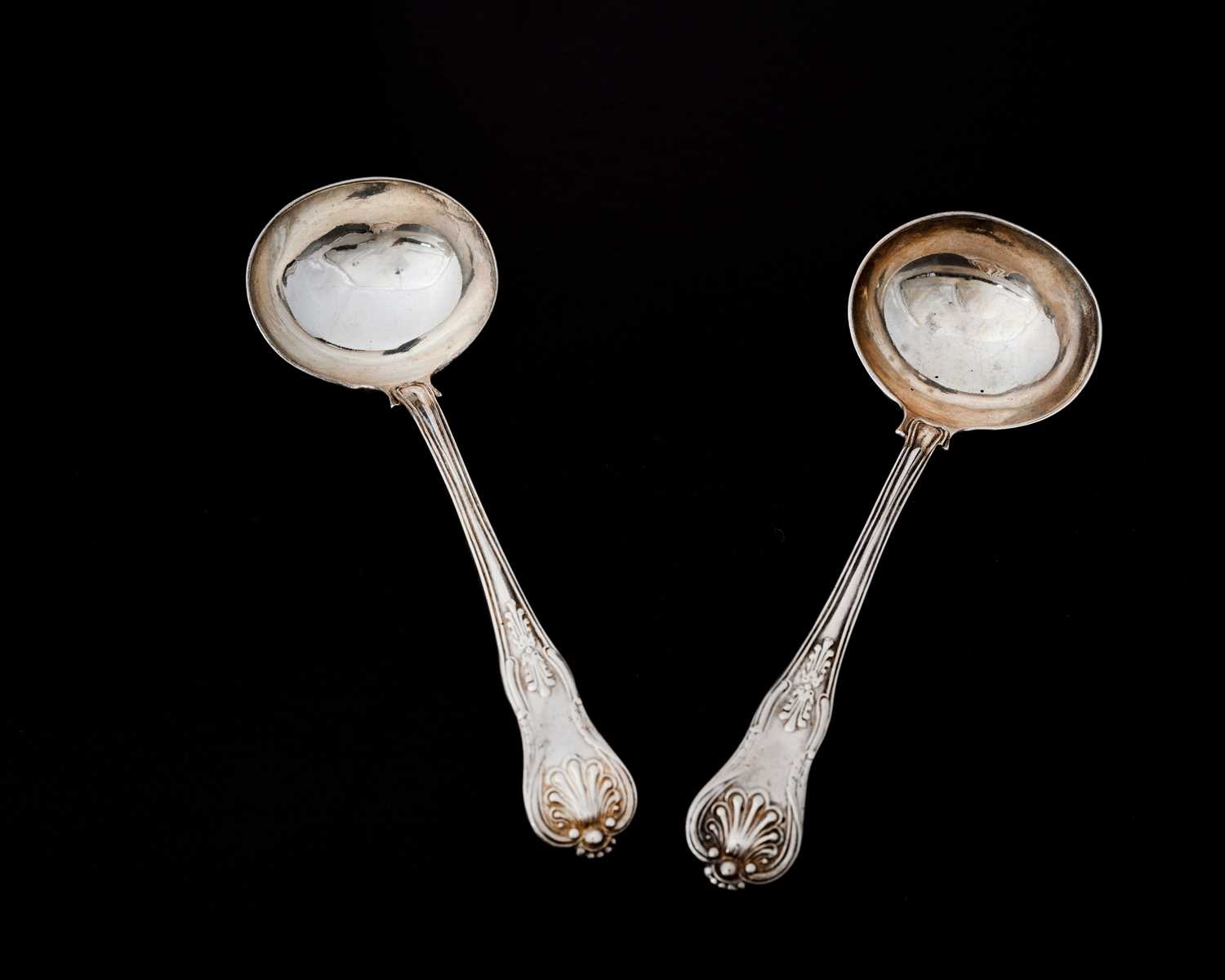 Lot 110 - A pair of Victorian silver Queen's pattern...
