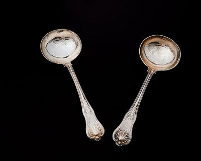 Lot 110 - A pair of Victorian silver Queen's pattern...