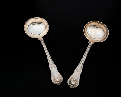 Lot 110 - A pair of Victorian silver Queen's pattern...