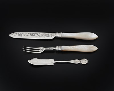 Lot 222 - A Victorian silver and mother-of-pearl knife...