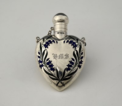 Lot 351 - A Victorian silver and enamel scent bottle or...