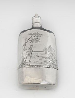 Lot 408 - An early George II silver spirits flask, of...