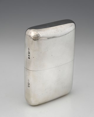 Lot 327 - A George V silver spirits flask, of cushioned...